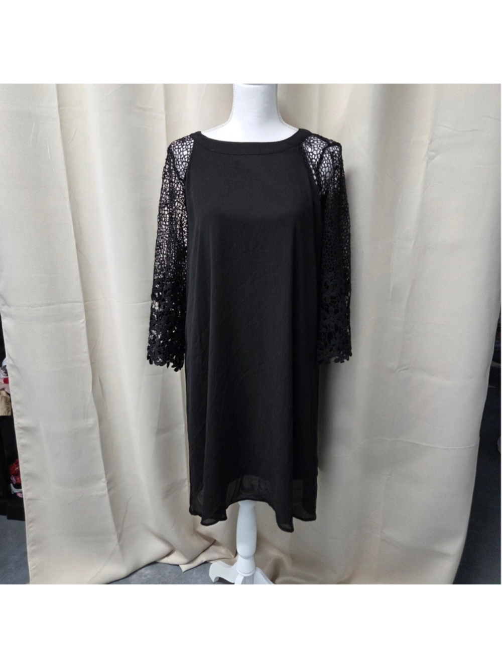 Black Dress Knit Sleeves Size XL Romantic Gothic Whimsigoth Dark Boho
